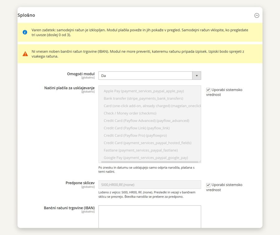 Settings (Stores > Configuration > Magelan)