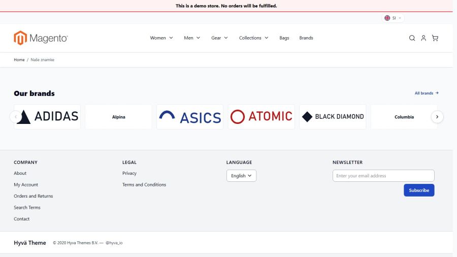 A logo carousel for the home page with arrows and no autoplay