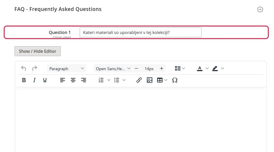 You enter the questions and answers in the category itself