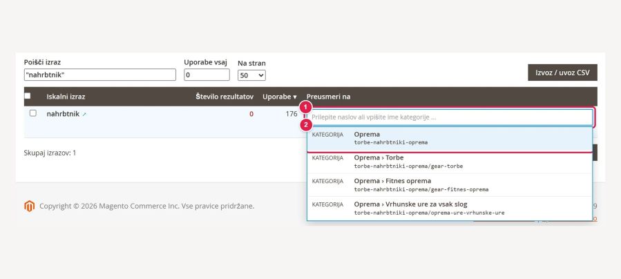 Suggestions where to redirect a search