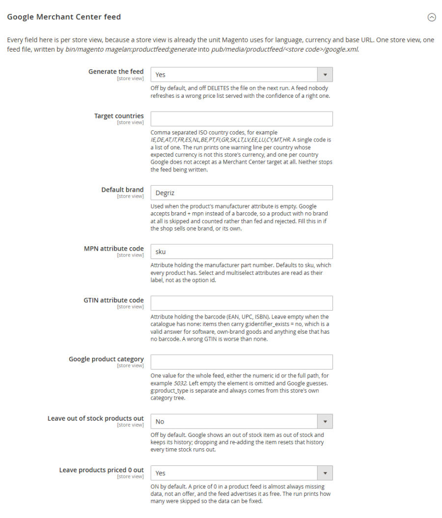 Module settings in the Magento 2 admin