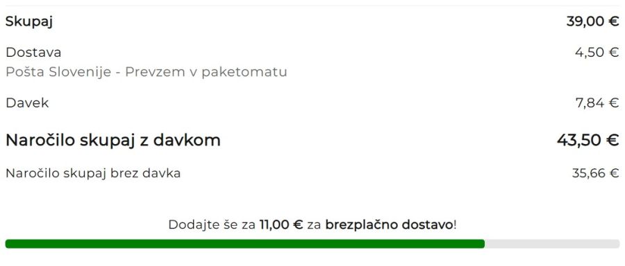 Progress bar to free shipping in the order summary