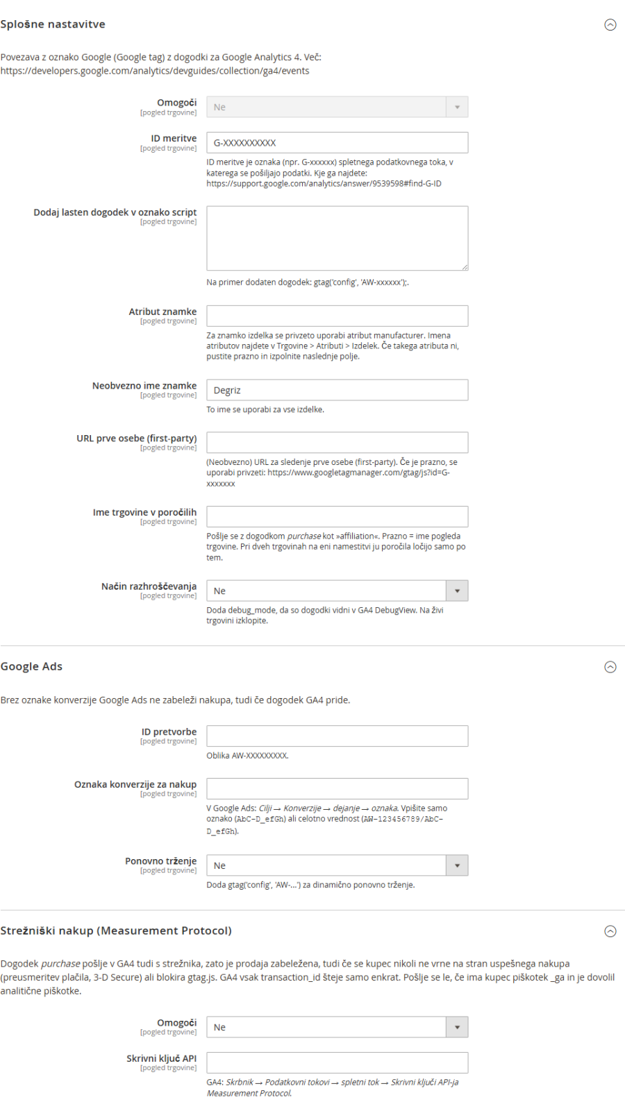 Module settings in the Magento 2 admin