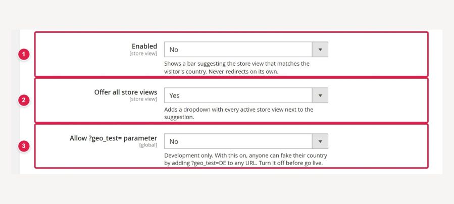 Store suggestion settings