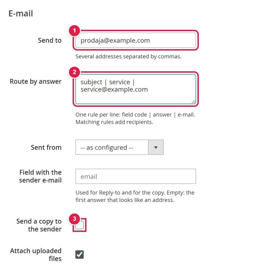 Who receives the enquiry by e-mail