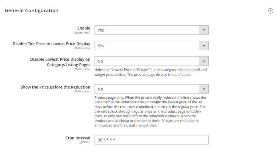 Module settings in the Magento 2 admin