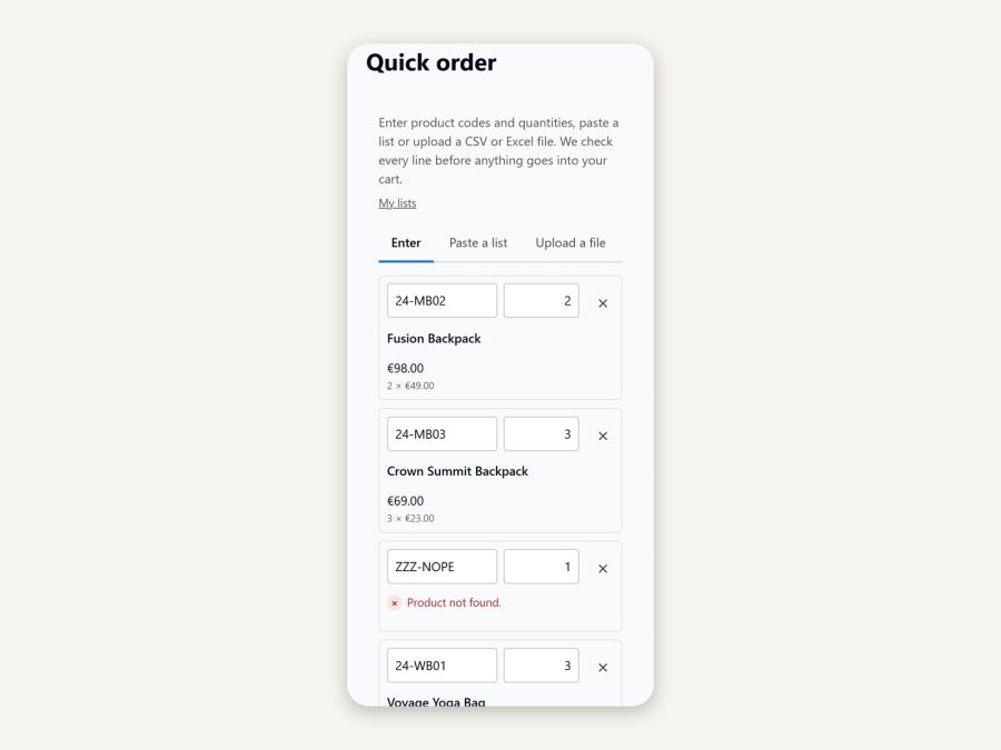 The same on a phone: the recognised lines with a status for each