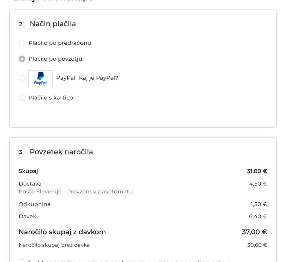 Cash on delivery fee as a separate line in the order summary