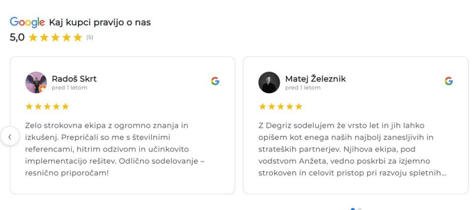 The store's Google reviews on its own page, with stars and customer comments