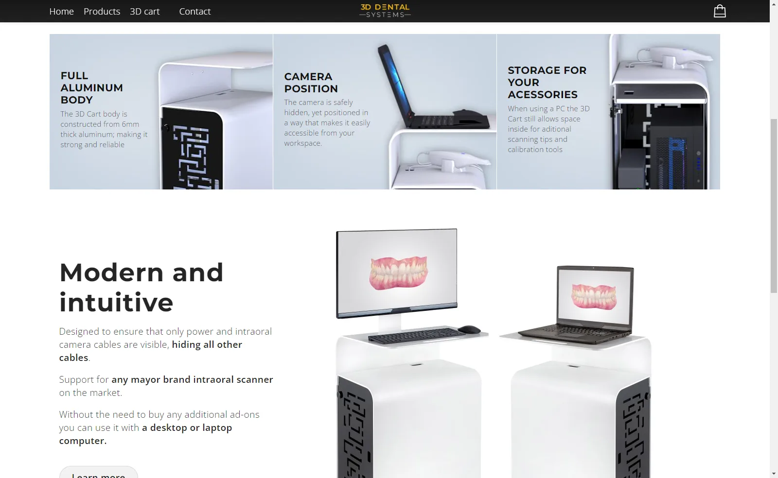 3D dental: Expanded presentation on the homepage