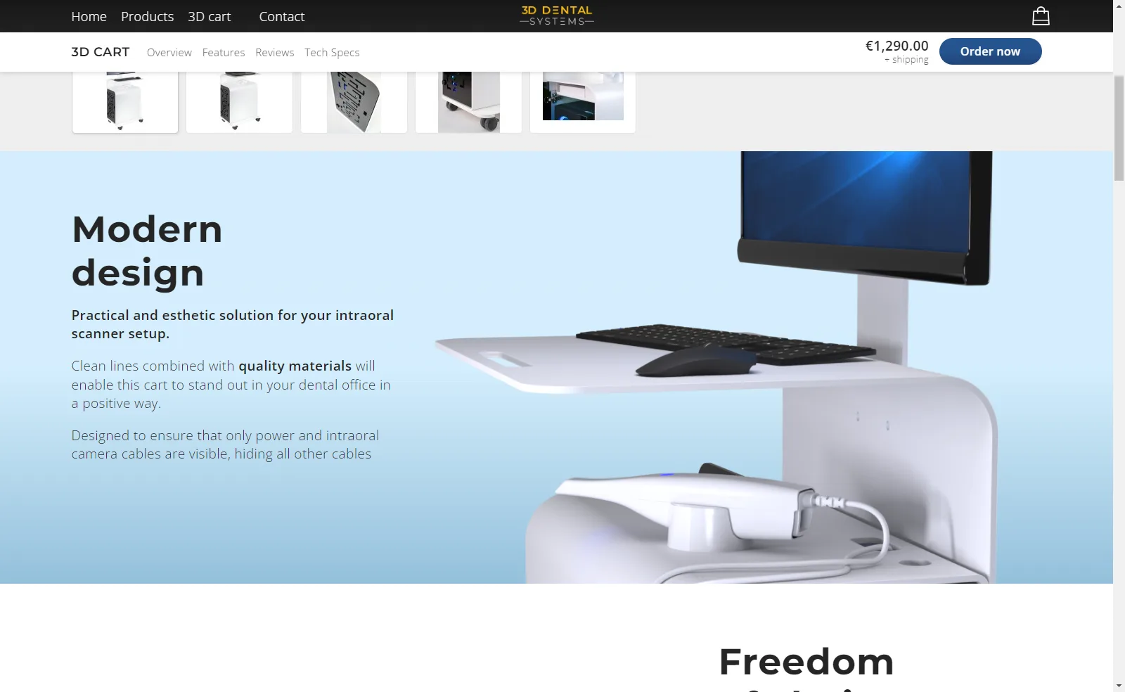 3D dental: Expanded product page presentation