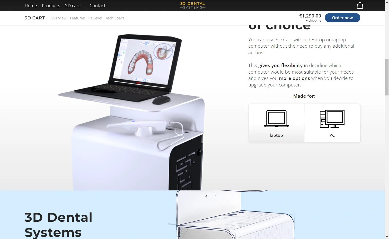 3D dental: Expanded product page presentation