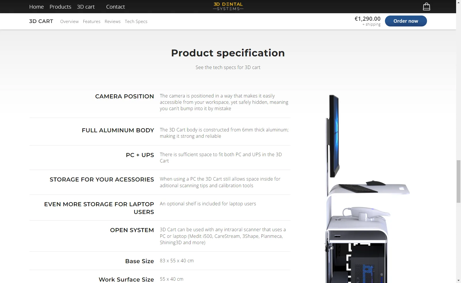 3D dental: Expanded product page presentation