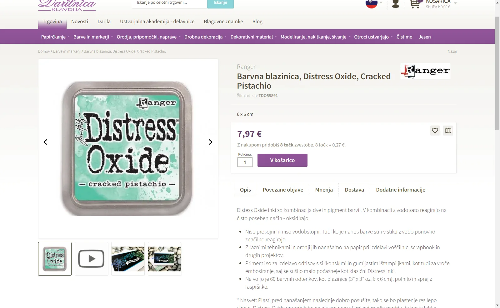 Darilnica Klavdija: Product page