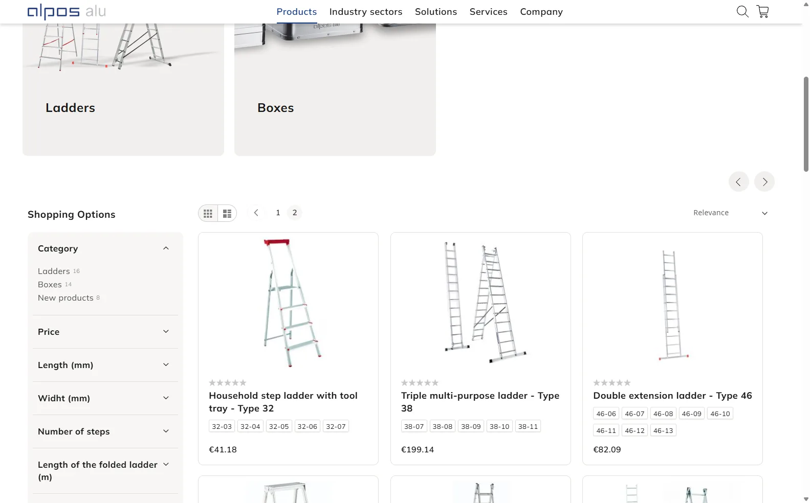Alpos Alu: Category page