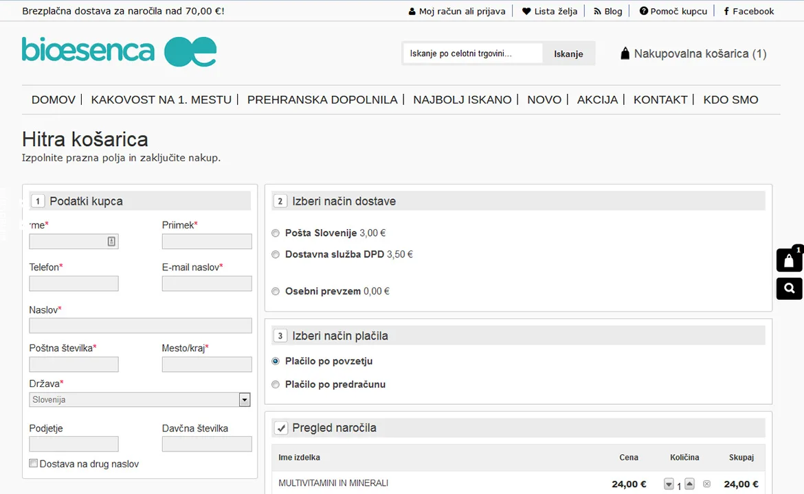 Bioesenca: Bioesenca checkout