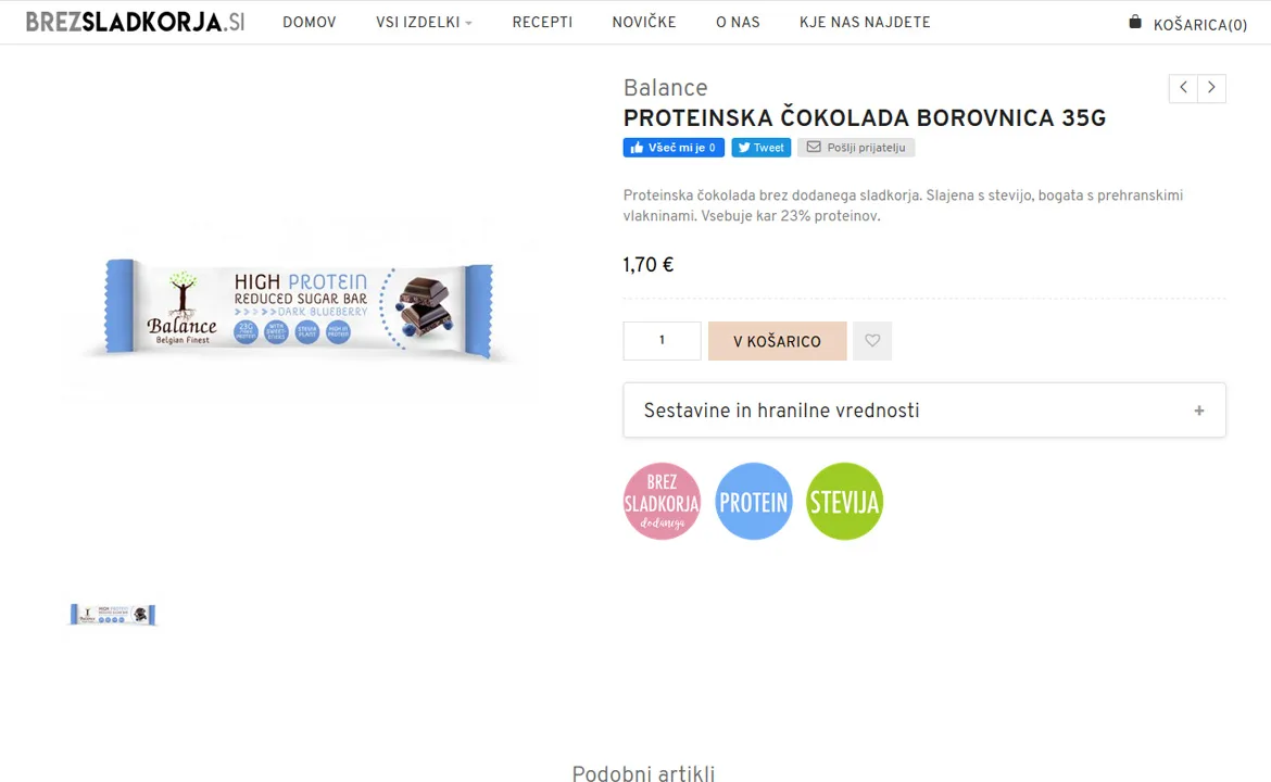 Brezsladkorja: Brezsladkorja product page