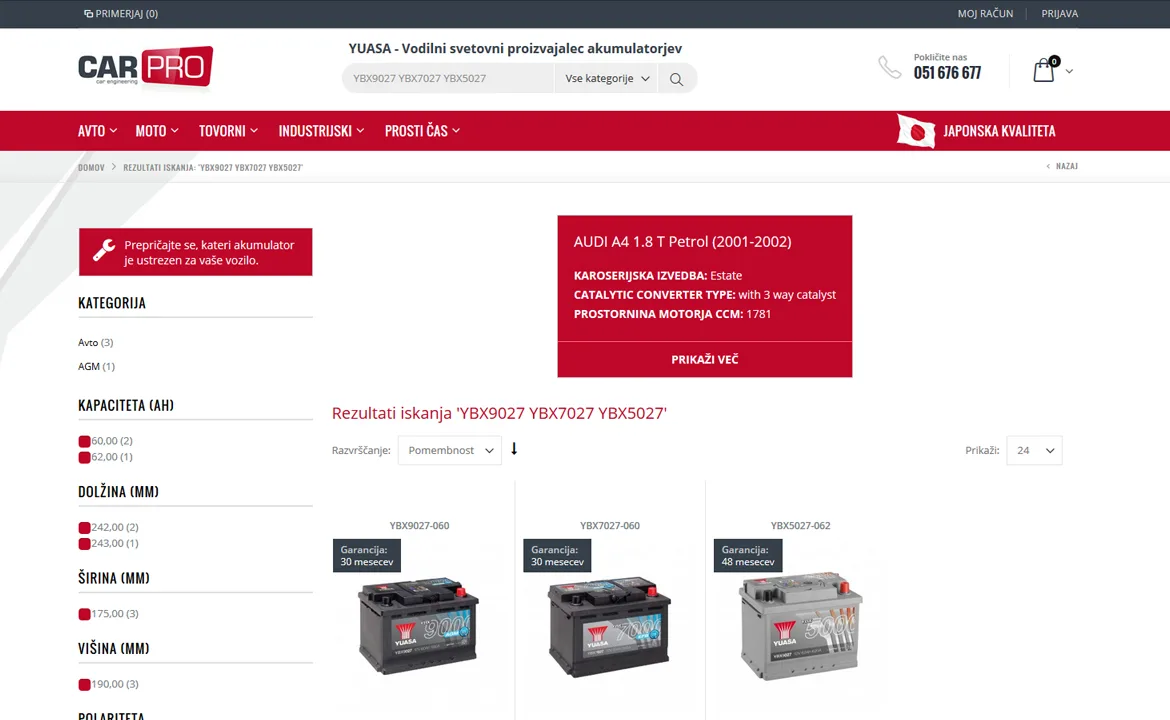 CarPro: Carpro advanced search results