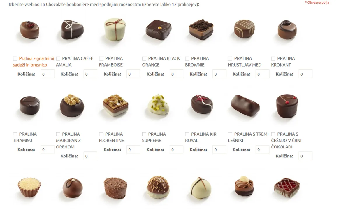 La Chocolate: La Chocolate praline flavour selection