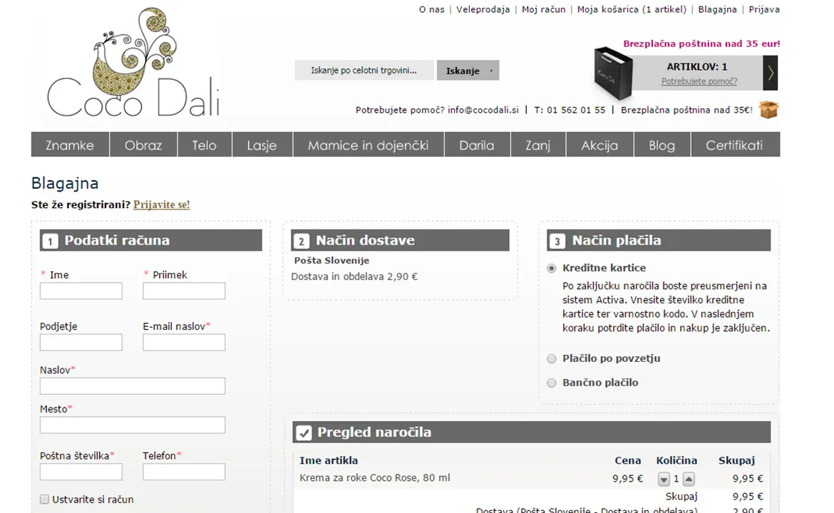 Cocodali spletna trgovina: Cocodali spletna trgovina - checkout