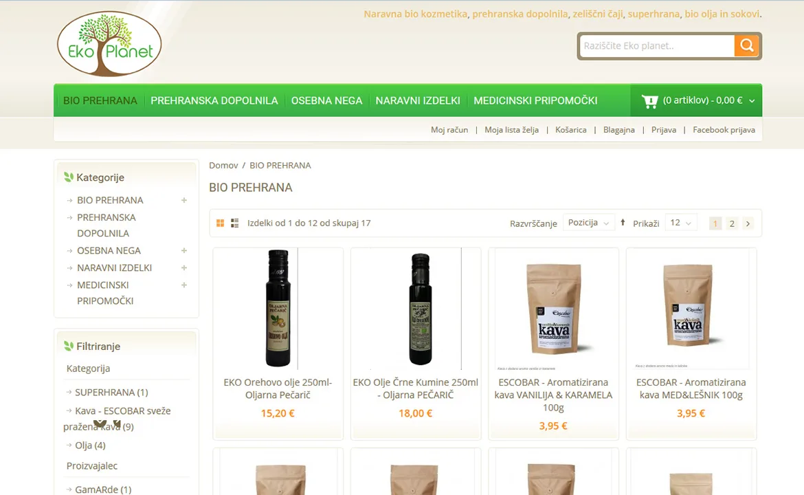Eko-Planet: Eko-Planet online organic food store - product catalog