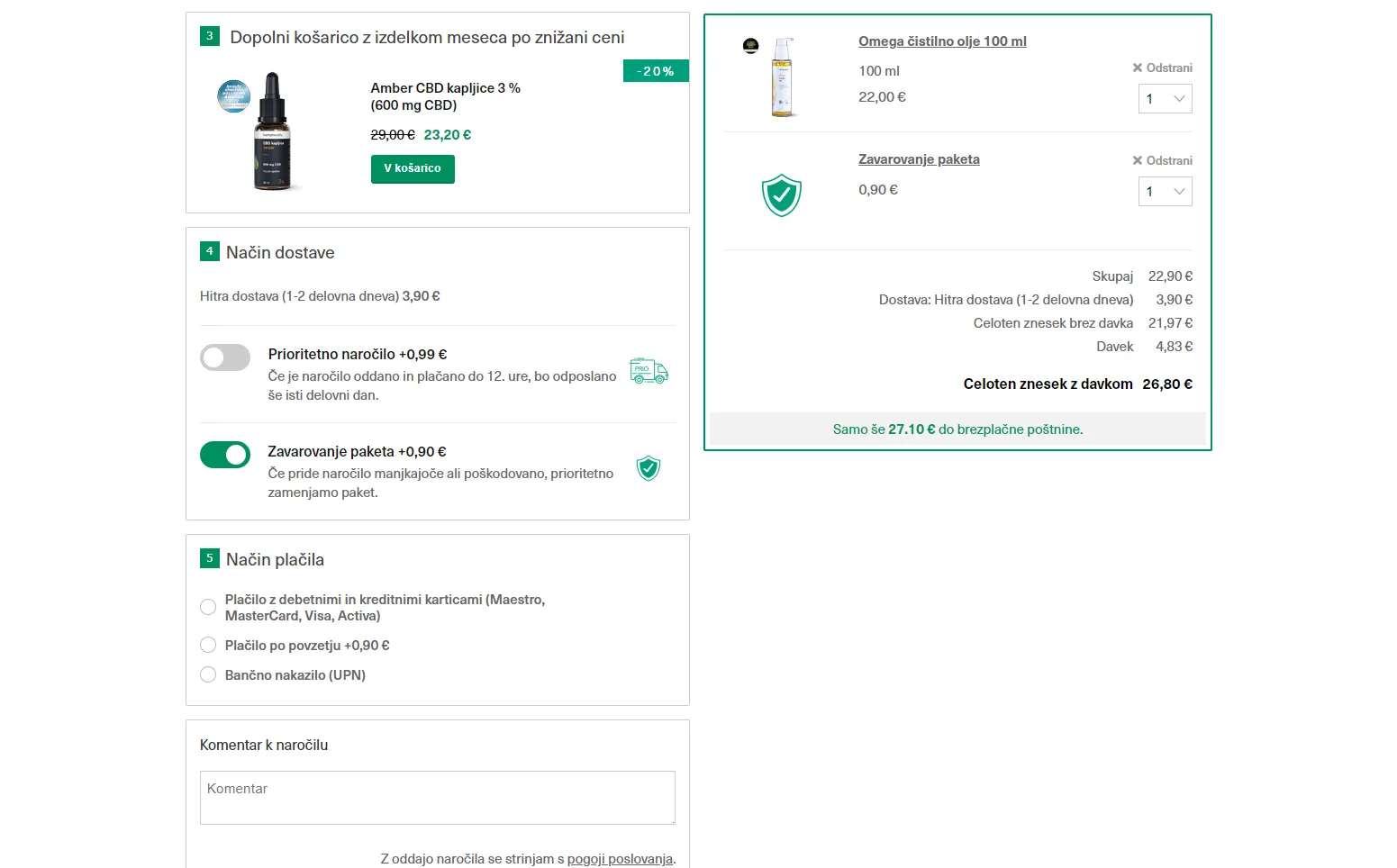 Hemptouch: Finnish order with upsell options