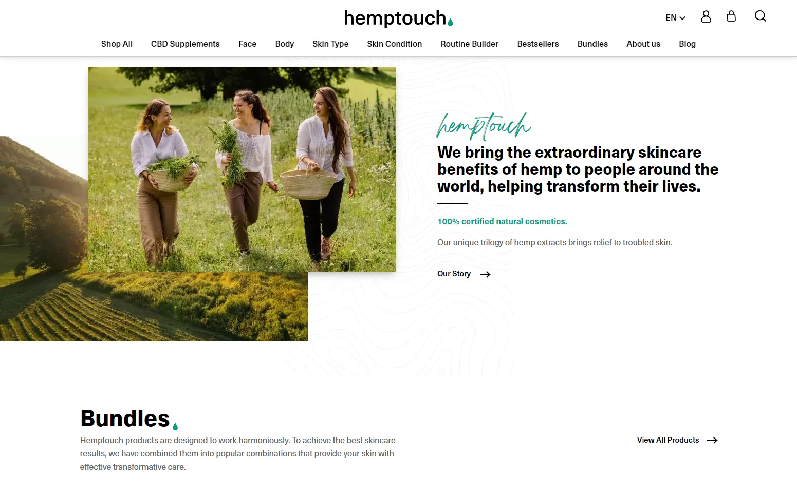 Hemptouch: Homepage dynamic content