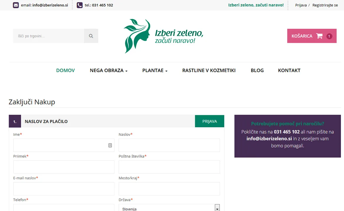 Izberi Zeleno: Izberi Zeleno checkout