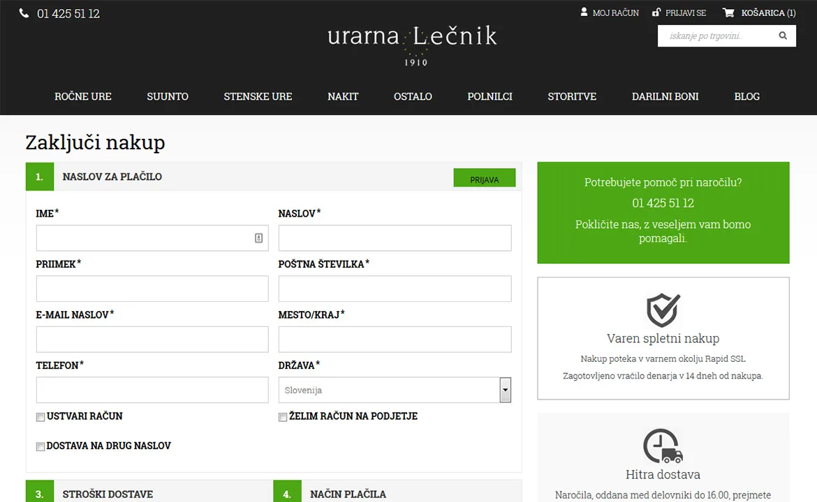 Urarna Lečnik: Urarna Lečnik - checkout