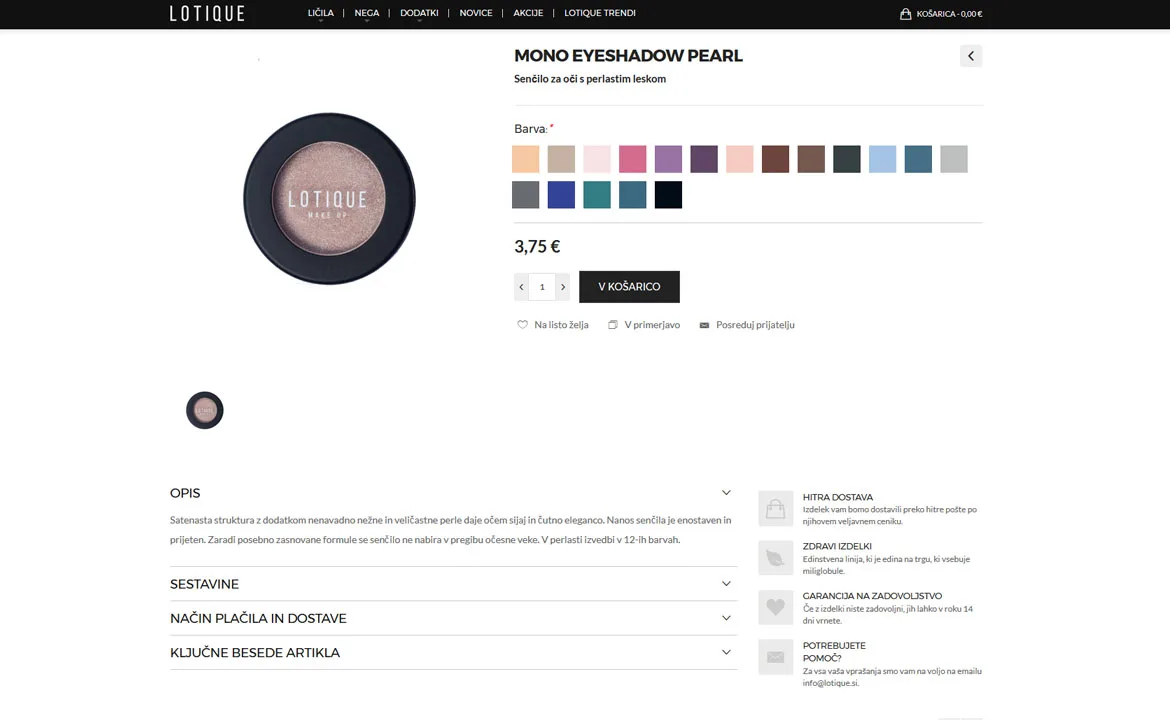 LOTIQUE make up: Lotique product display