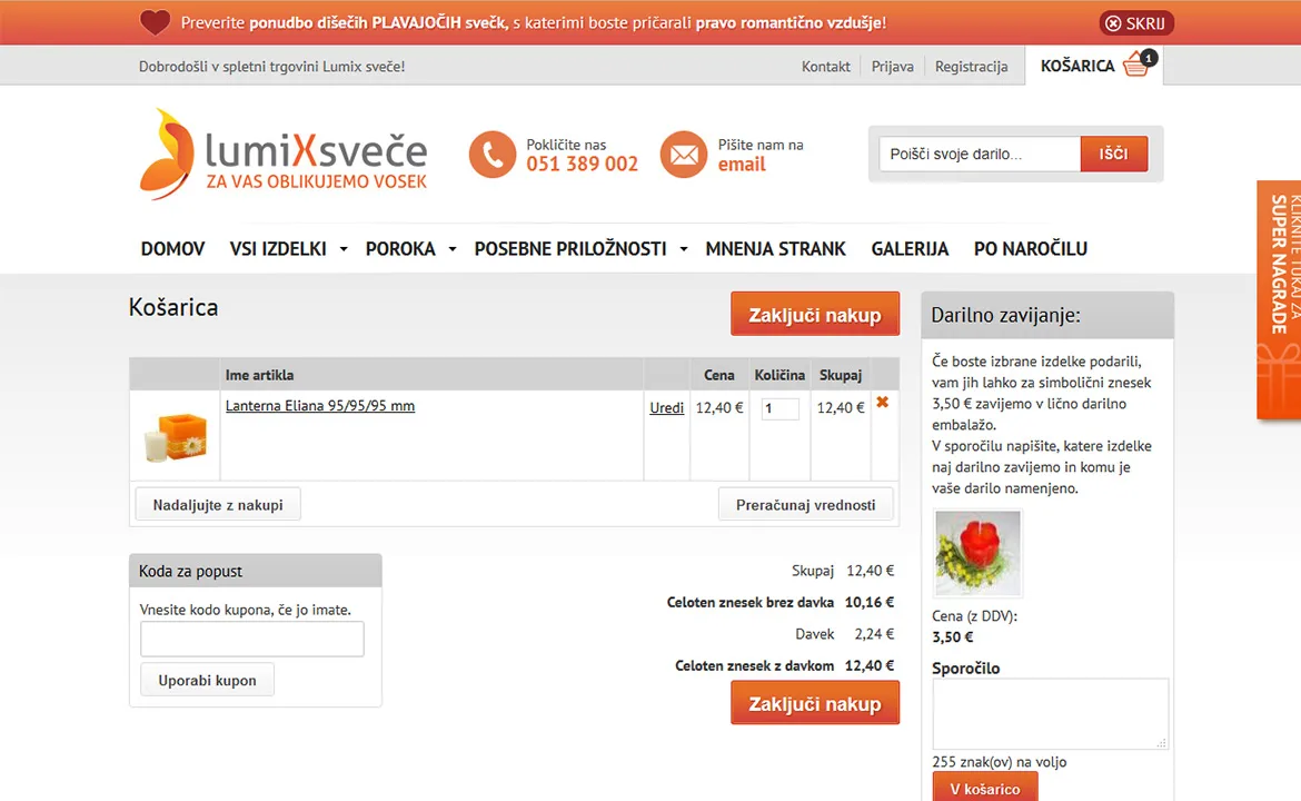 Lumix sveče: Lumix sveče gift wrapping option