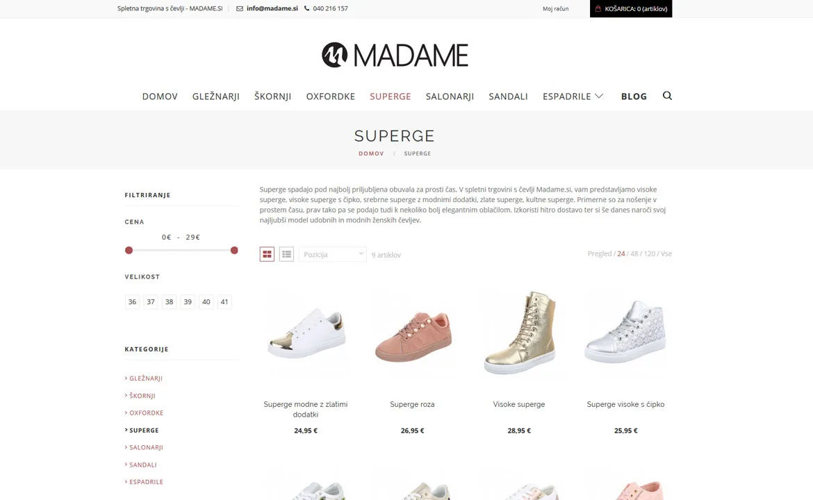 Madame: Madame products display