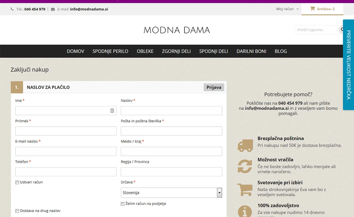 Modna dama: Modna dama checkout