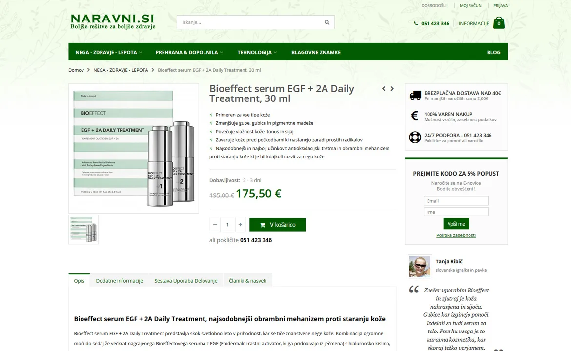 Naravni.si: Product page
