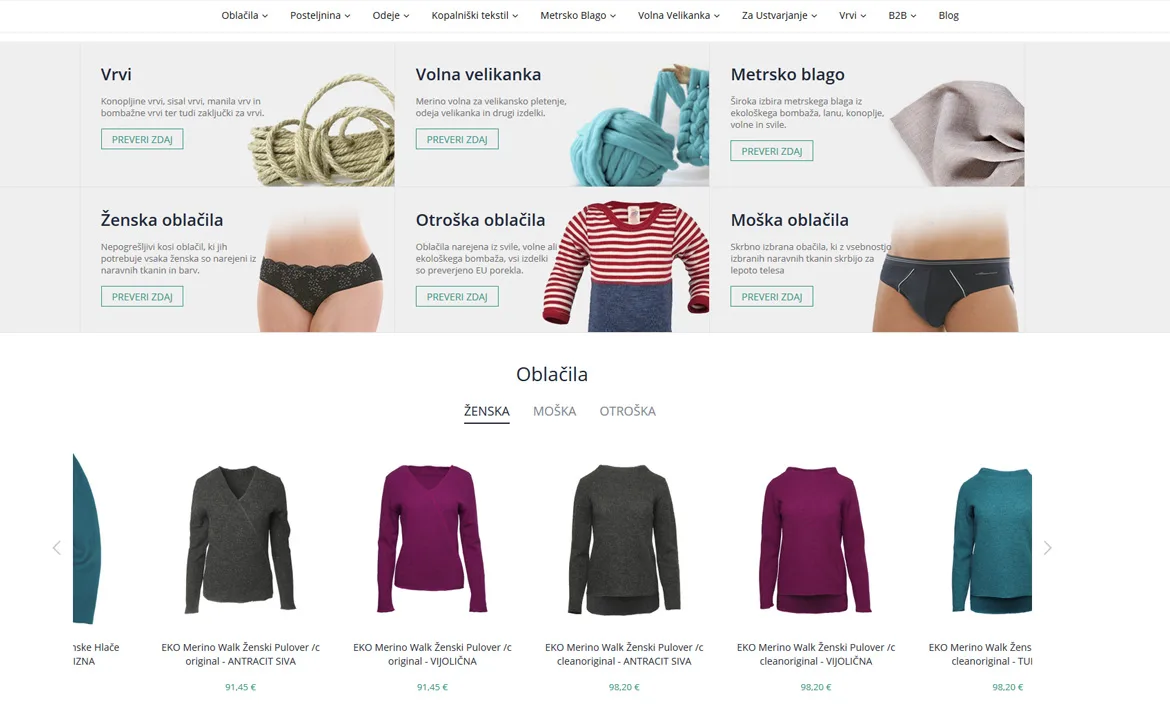 Naturaland: Naturaland featured categories and products on the homepage