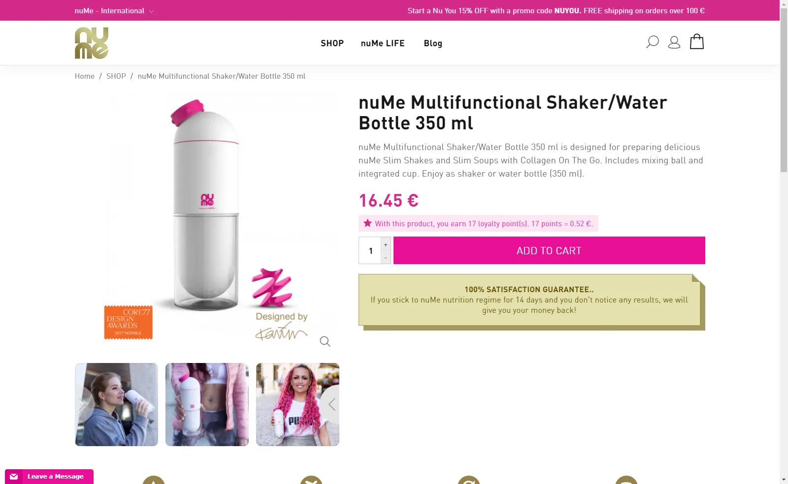nuMe: Product page