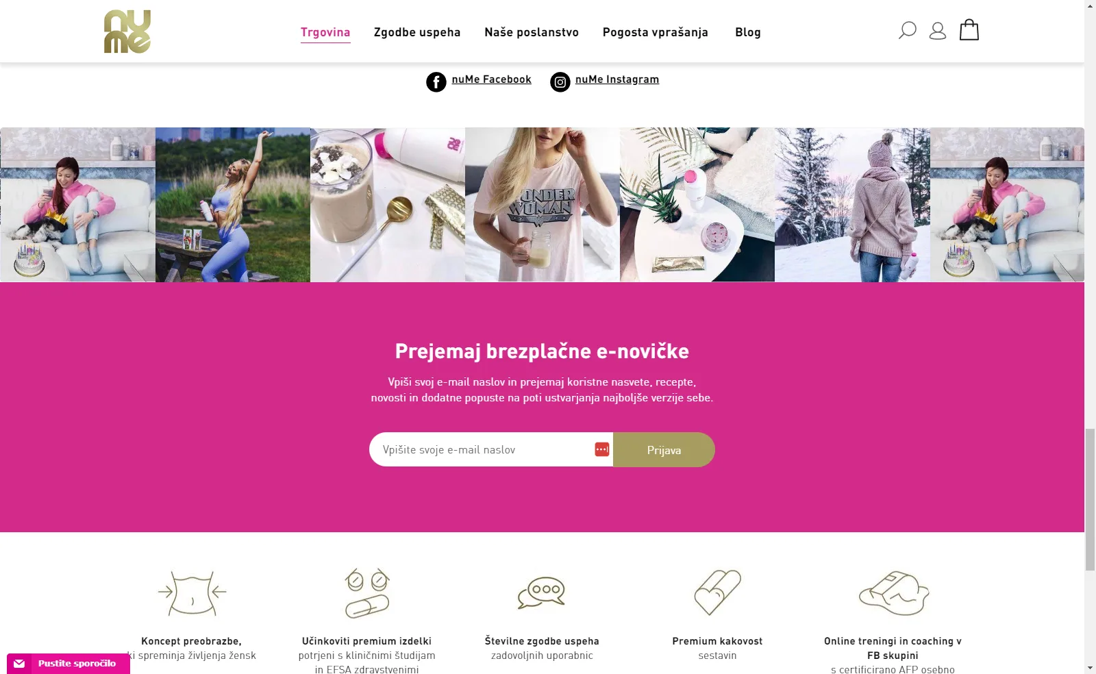nuMe: Featured Instagram images and newsletter signup