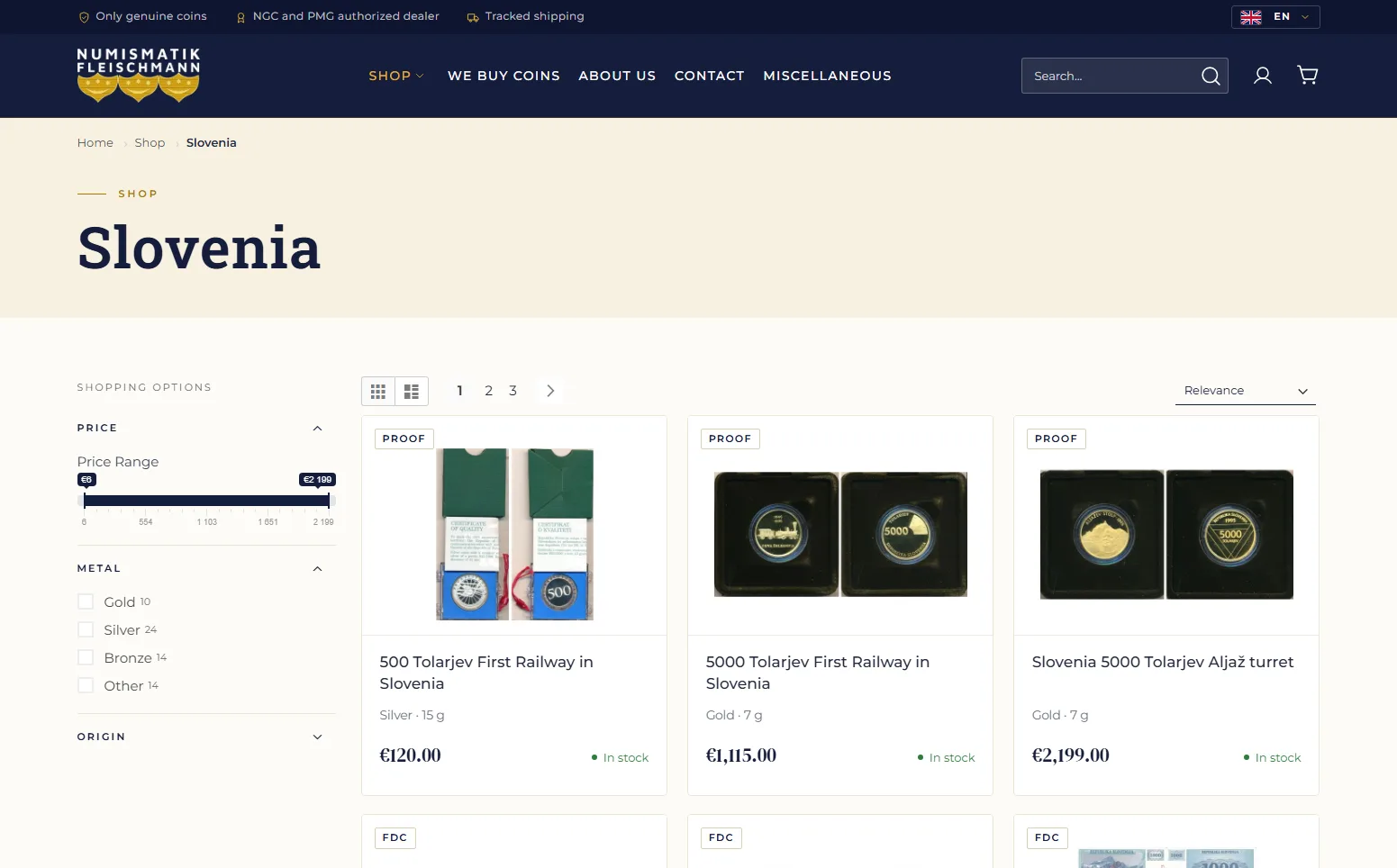 Numismatik Fleischmann: Coins by origin
