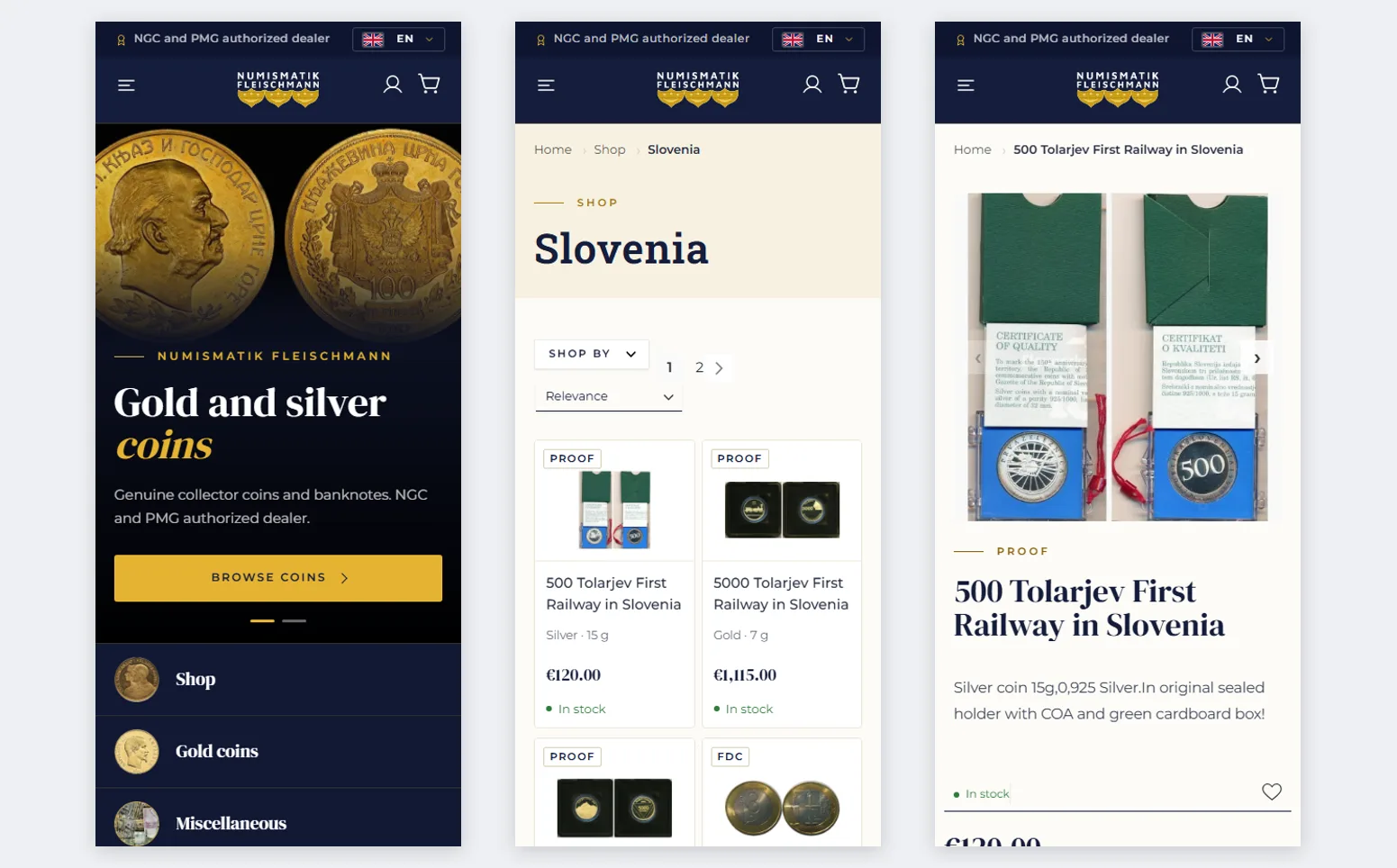Numismatik Fleischmann: Mobile view