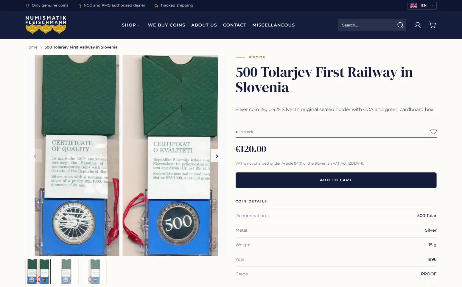Numismatik Fleischmann: Product page with the coin details