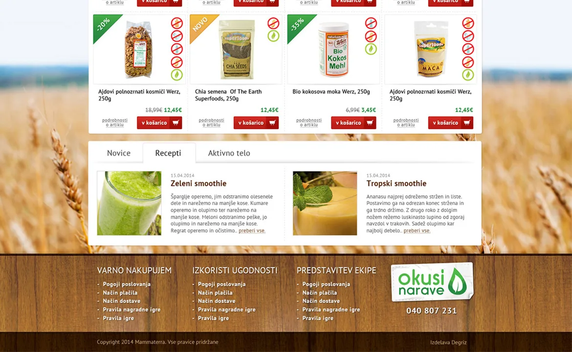 Okusi narave: Okusi narave homepage