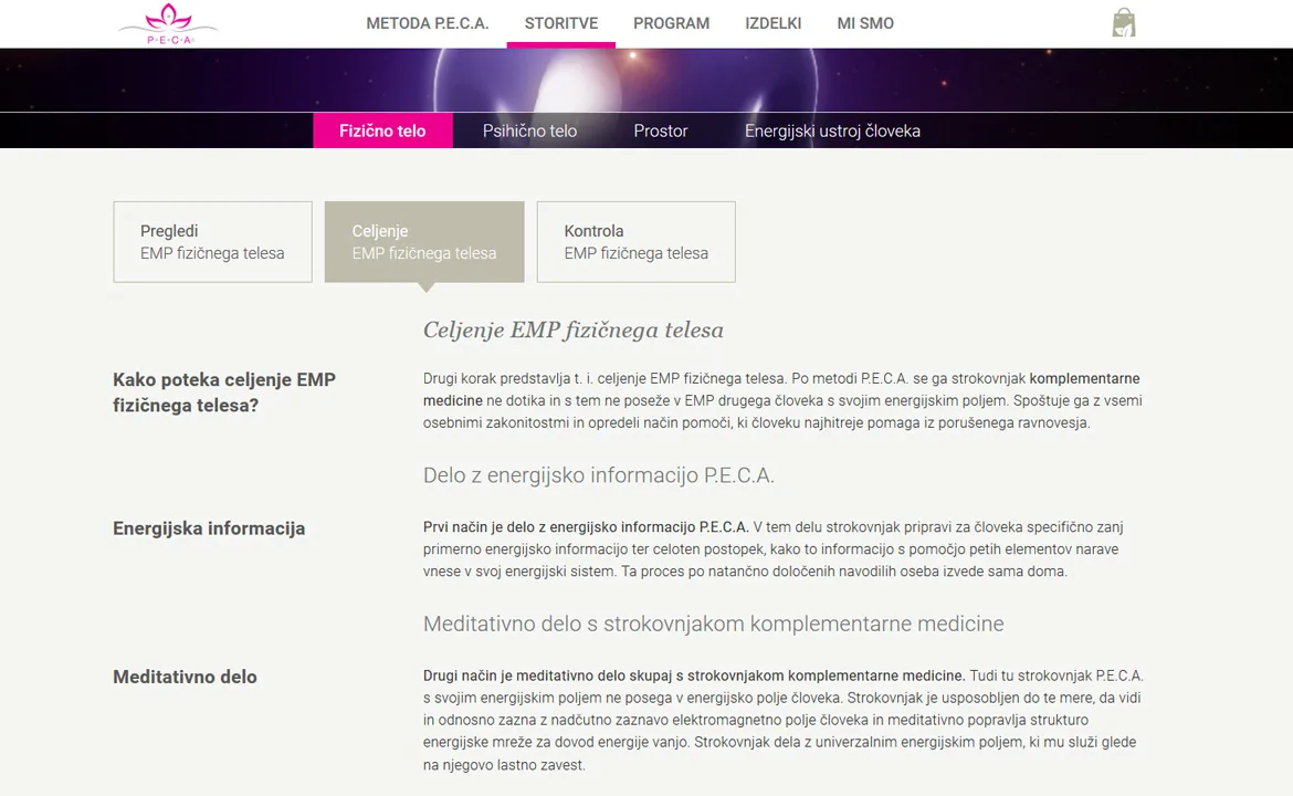 P.E.C.A.: PECA service categorisation with subtabs