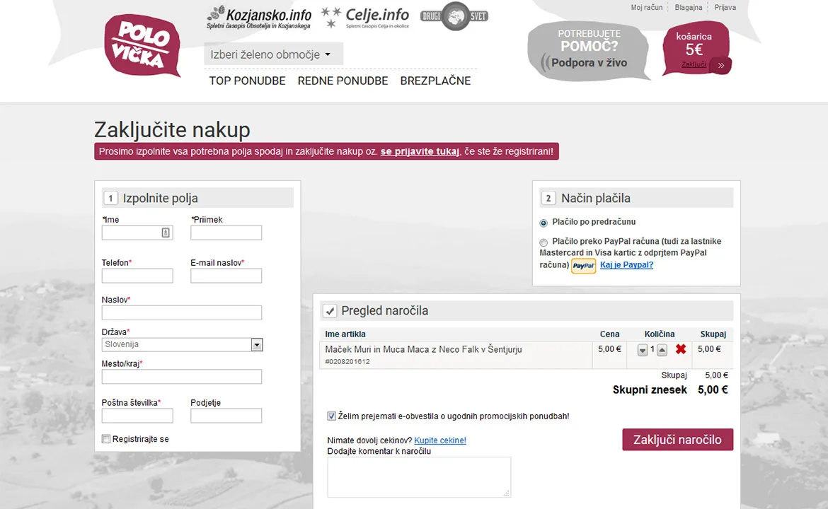 Polovicka.si: Polovicka.si checkout