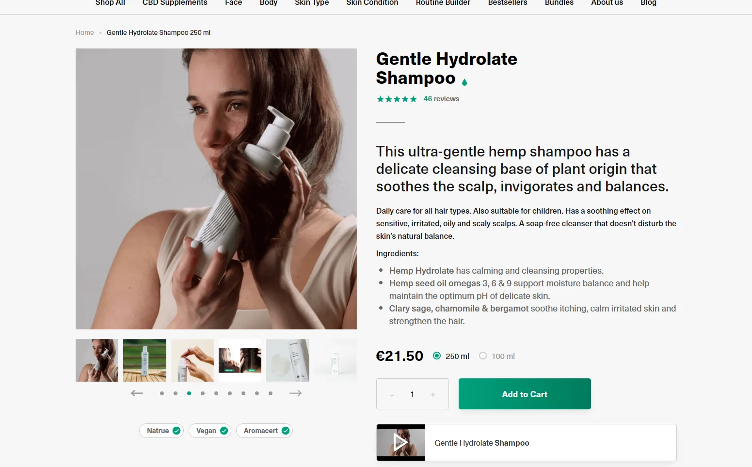 Hemptouch: Product page with animated images and videos