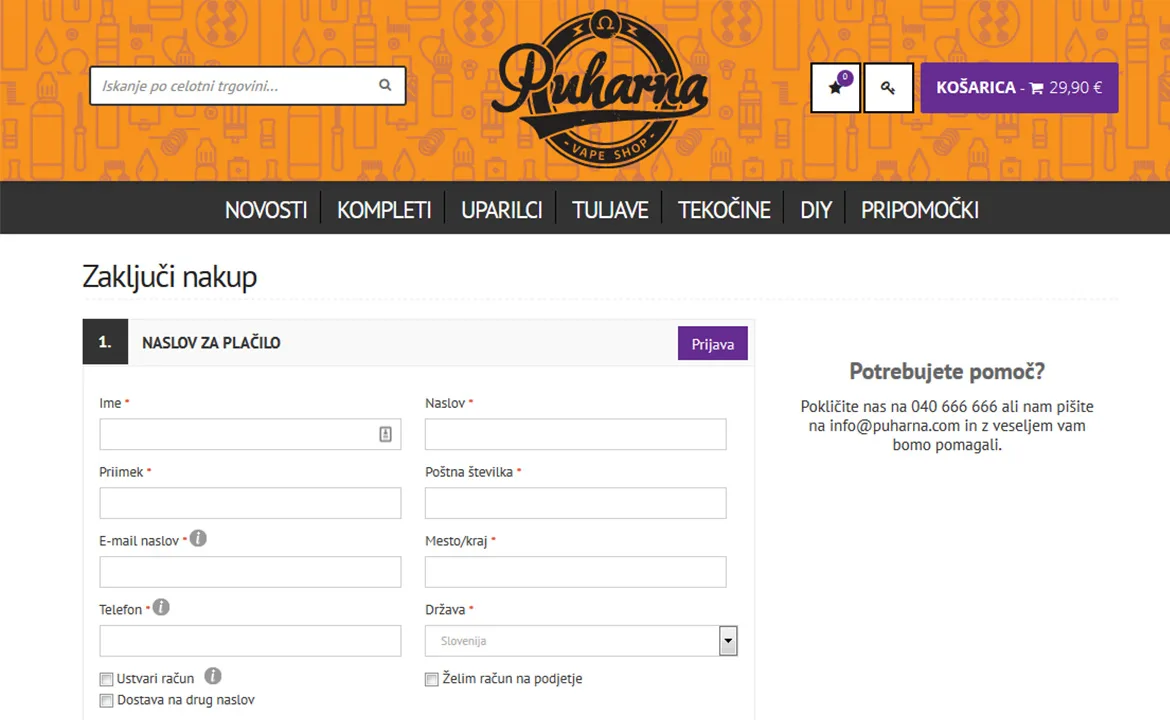 Puharna: Puharna - checkout