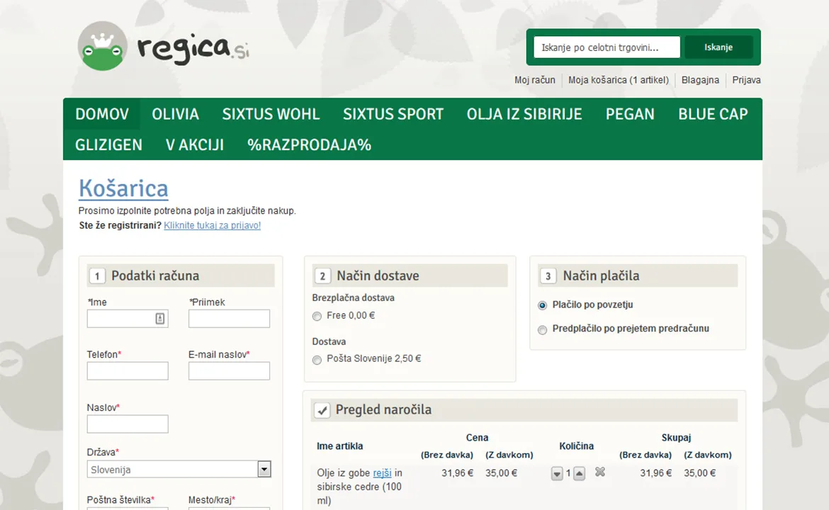 Regica: Regica checkout