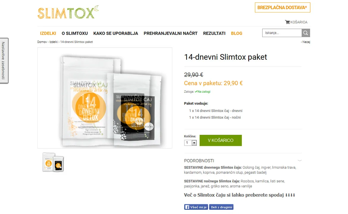 Slimtox: Slimtox product page