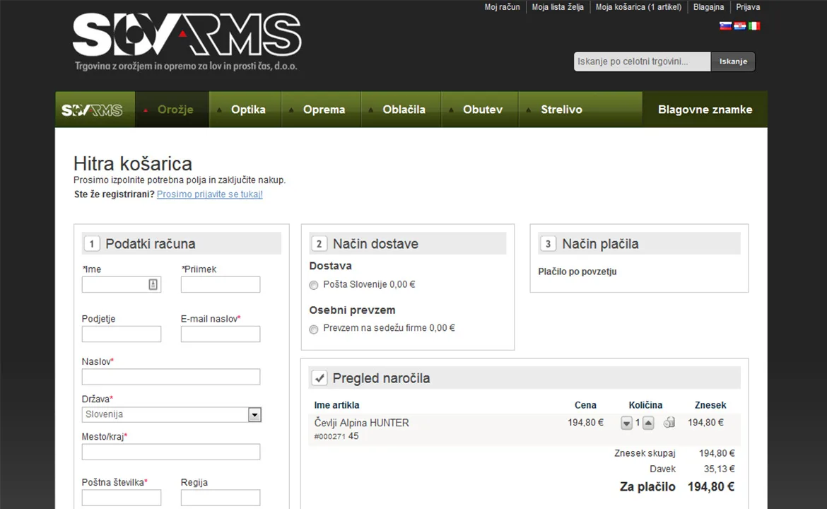 Sloarms: Sloarms - checkout