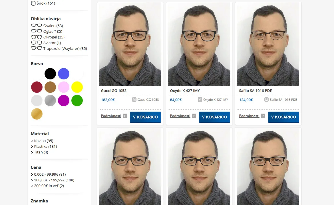 Spletna optika: Spletna optika glasses try-on