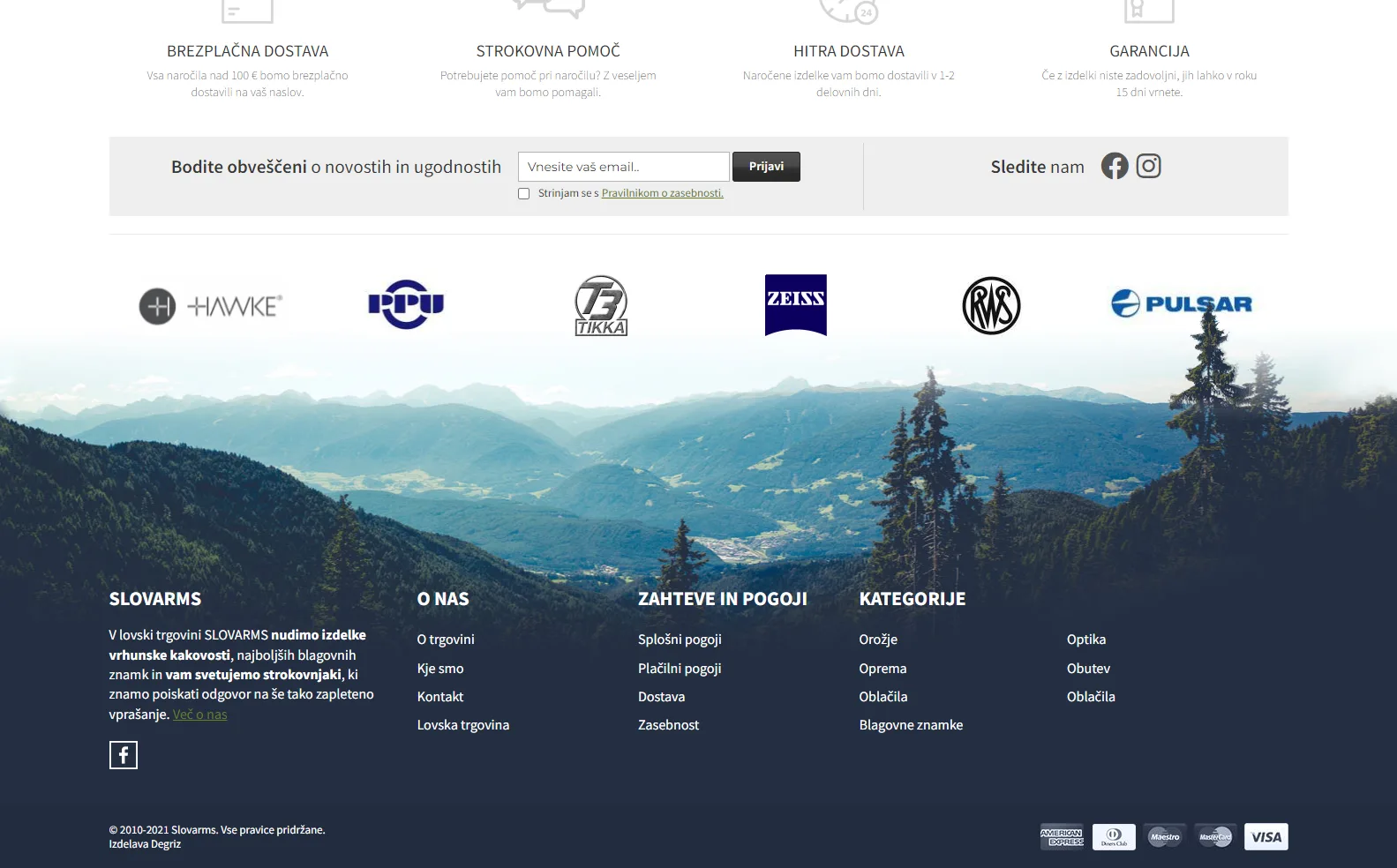 Slovarms: Store footer